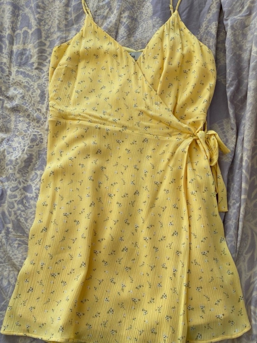 Hollister Yellow Floral Wrap Mini Dress
